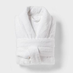 Open Box - Threshold - Spa Plush Bath Robe S/M White - Threshold White